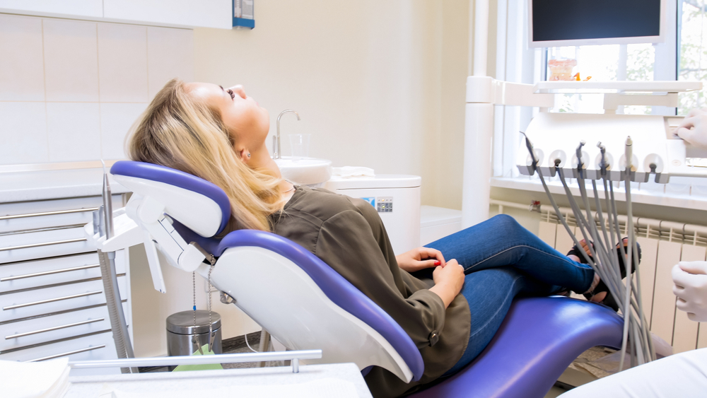 woman relaxing before dental appointment