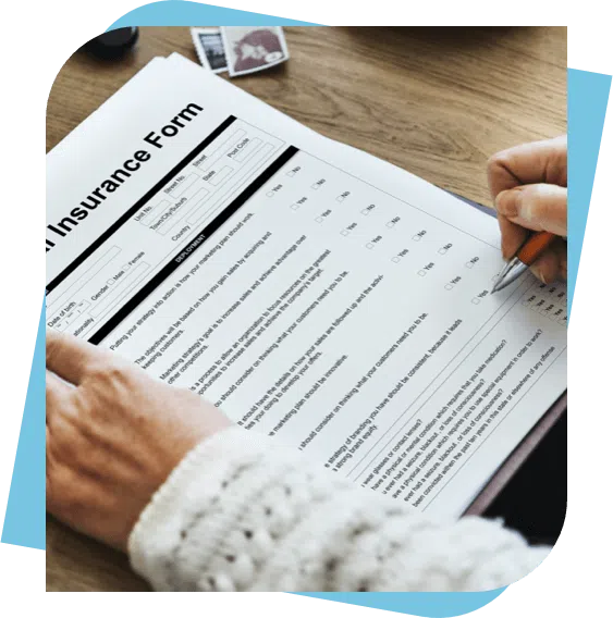 Patient filling out an insurance form