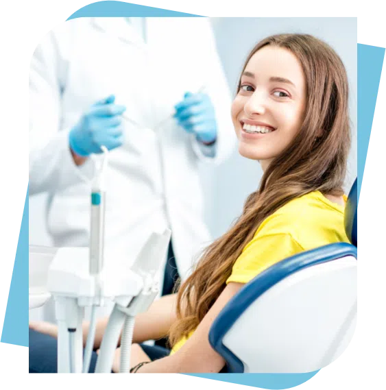 Woman smiling after having her teeth cleaned at the dentist